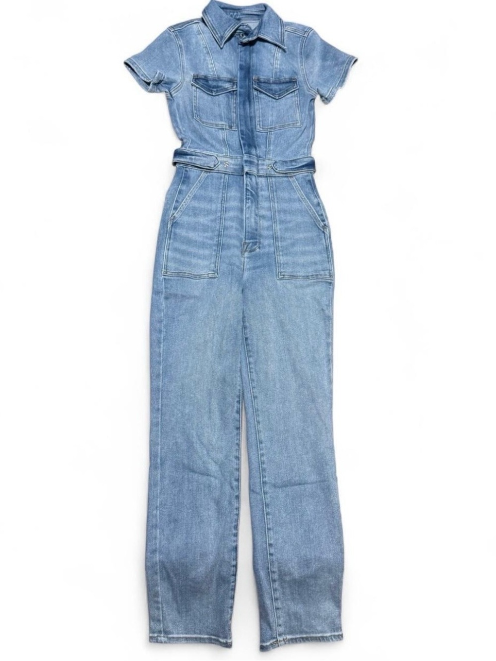 Good American Fit For Success Jumpsuit Blue Light Wash Denim XS NEW